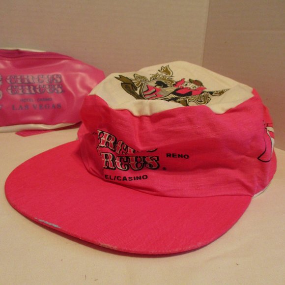 Circus Circus Las Vegas Casino Pink White Blue Hip Pack Painter Hat Bundle - Picture 2 of 14
